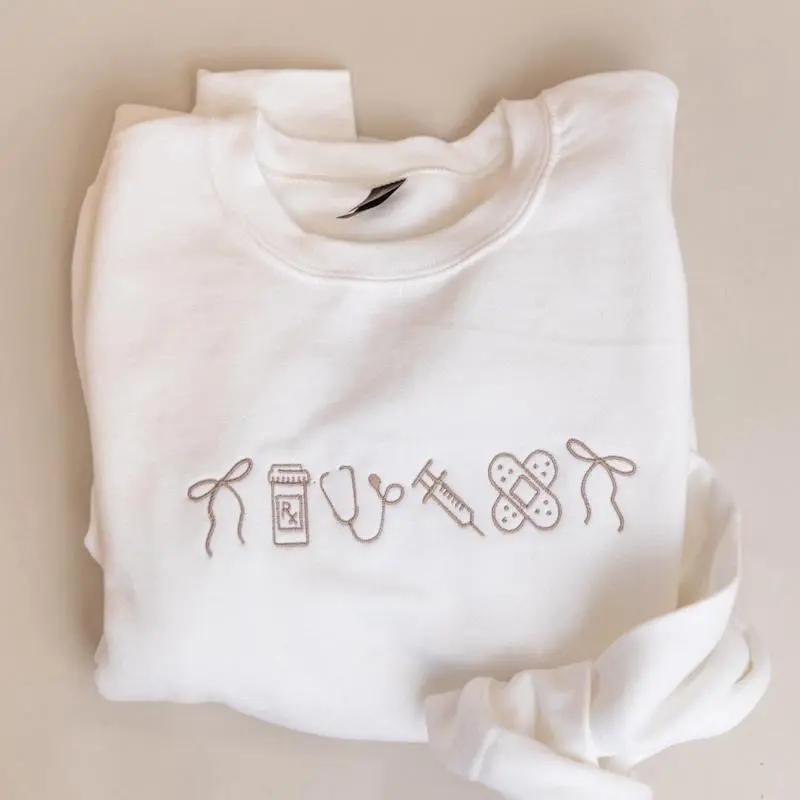 Nurse icon crewneck | nursing crewneck | neutral nurse, RN, BSN, aesthetic Comfort Pullover Casual Comfortable Sweatshirts
