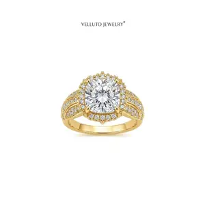 Gold-Plated Moissanite Adjustable Ring, 3.0 Carat Total Weight – Round Cut, Brilliant Shine, Luxurious Vintage Style