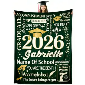 Custom Name Soft Blanket, Comfortable Soft Lightweight Flannel Blanket, Personalized Custom Text Throw Blanket, Multi-color Soft Blanket for Graduation Season, Warm Soft Blanket for Holiday Gift and Birthday Present
