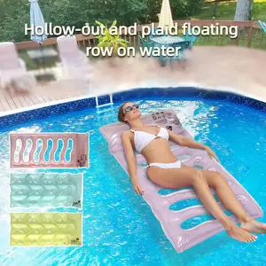 Inflatable hollow floating row Adult water PVC recliner Thickened floating bed Water party Color lattice floating row pool floaties oversized pool float lounge