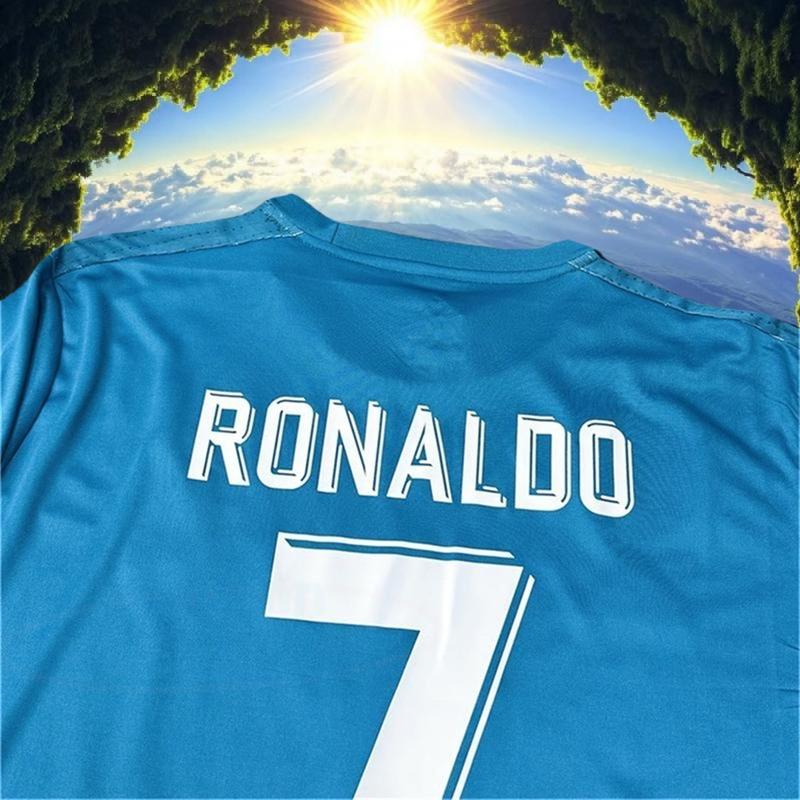 2017 2018 Away Retro Blue No.7 Ronaldo LongSleeved Soccer Jersey