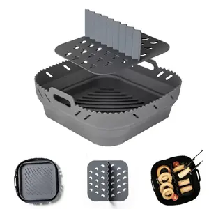 Air Fryer Silicone Liner Silicone Baking Tray Set, Heat-Resistant Food Grade, Non-Stick, Easy Clean, Foldable, Compatible with Most Air Fryers