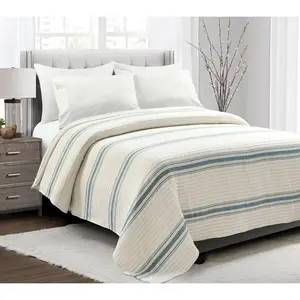 Farmhouse Stripe Kantha Yarn Dyed Cotton Woven KG Quilt