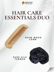 Neem Wood Comb and Pure SIlk Turban