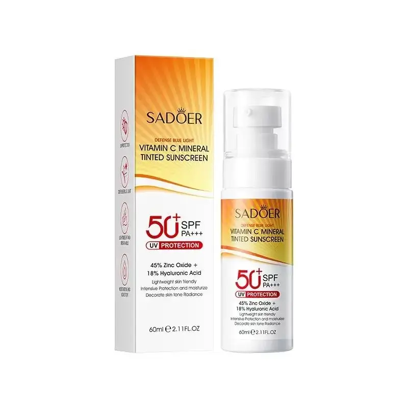 Vitamin C Tinted Mineral Sunscreen - UV Protection Makeup Base & Radiance Glow Tinted Primer for All Skin Types-A