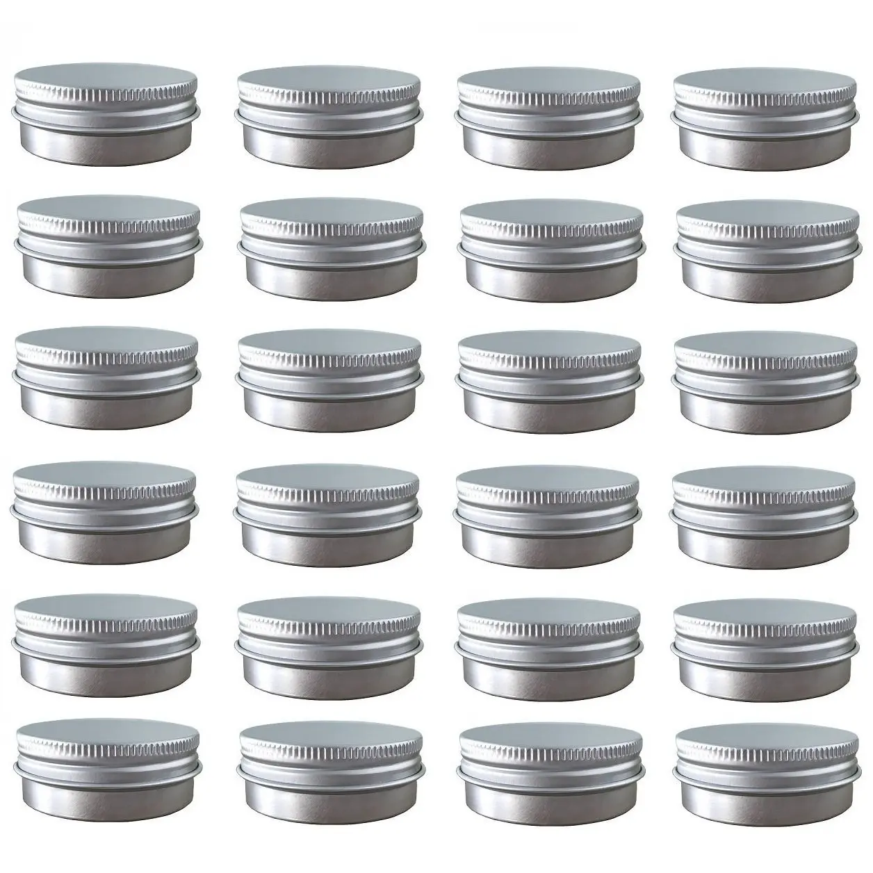 24Pcs Durable Heat-Resistant Aluminium Tin Jar Canisters - 2oz/2 fl oz Refillable Beauty Containers with Threaded Lid, Cosmetic/Lip Balm/Cream Jars, Home Improvement Carry-On Compatible