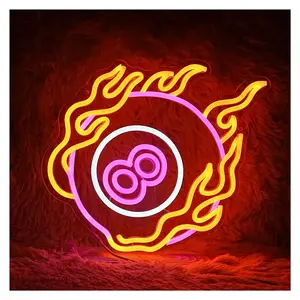 Neon Bar Party Billiards Neon Wall Decoration, Lights Dimmable By USB Power, Billiards Club , Party, Living Room, Bar Decor 32cmх32cm