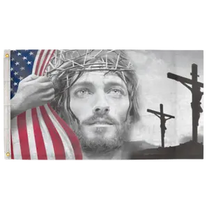 USA Jesus Reveal 3'X5' Flag 100D Polyester (90cm x 150cm) Christian Flag (C9) RolFlags