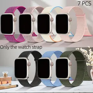 7-Piece Sport Band Set Compatible with Apple Watch, Fits Men & Women Sizes 40-49mm, Breathable Nylon Strap, Fashionable Design, Smart Watch Straps, Smartwatch Strap