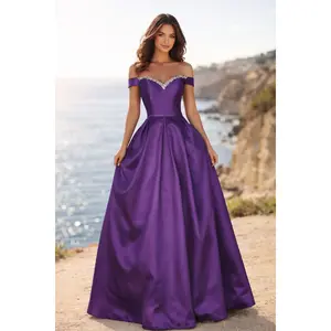 Off-Shoulder Mikado Formal Ball Gown with Pockets