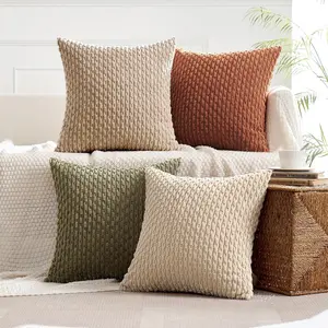 Country Style Plush Pillow Cover 20x20 Inches, Soft Bohemian Striped Flannel Pillow Case, Perfect for Bed Sofa Living Room Bedroom, Bedroom Decorative Accessories