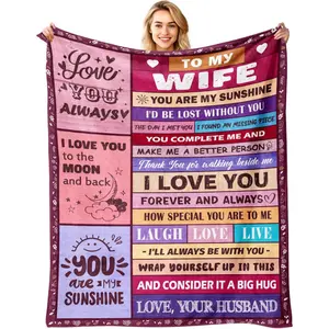JOOCAR Gifts for Wife TO MY WIFE Blanket Wife Birthday Gift Ideas Wife Gifts from Husband Anniversary Birthday Gifts for Women Wife Blanket Gifts for Mothers Day Christmas Valentines Day Birthday
