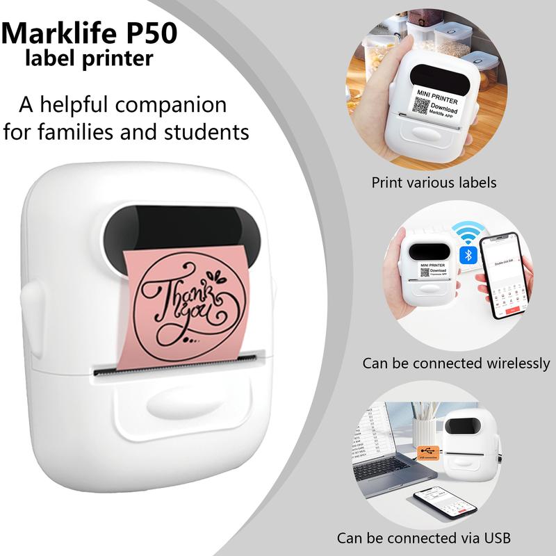 Marklife Label Printer, thermal printer, portable Bluetooth wireless printer, can print thank-you stickers, gift tags, and item labels, suitable as a Valentine's Day gift for family and partners, Super Bowl