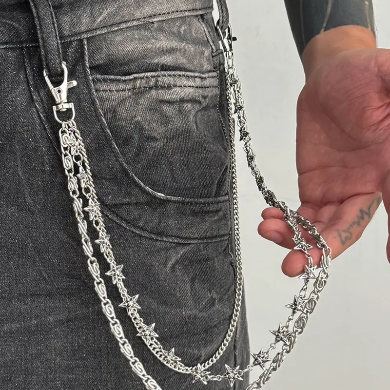 Unisex Fashion Multi-Layered Tassel Pants Chain, Bop Chain, Casual Hip-Hop Style Accessory, Perfect for Daily Wear, All Seasons, Adjustable Waist Chain, Body Chain Accessory