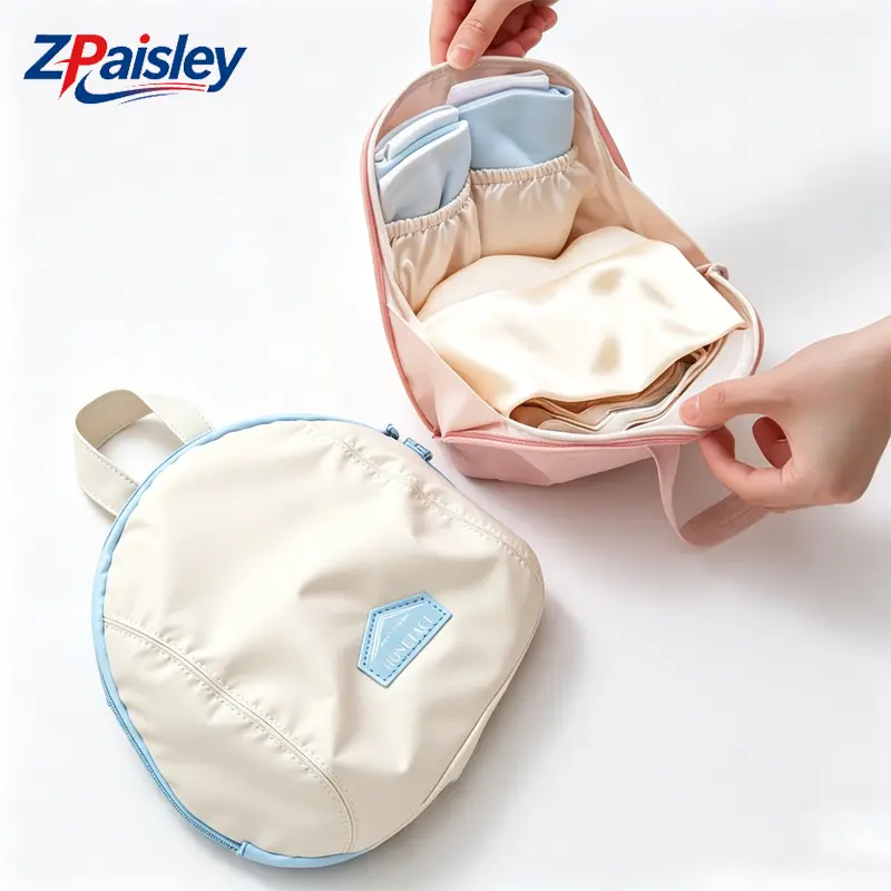 1Pc 180° Open Travel Underwear Organizer Bag, Waterproof Lingerie Bra Storage Pouch with Compartments, Portable Undergarment Bag for Women Travel Business Trip