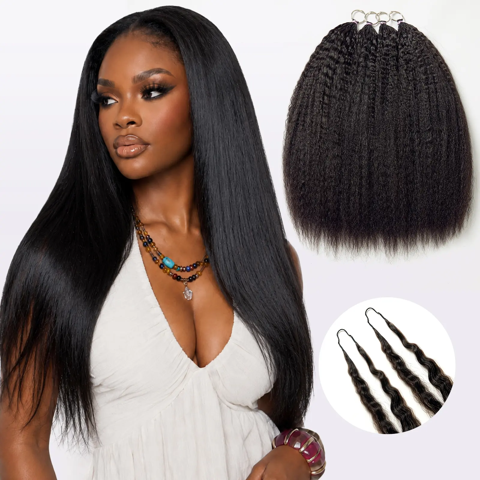 LUVME Feather Crochet Hair Readitress™ 100% Human Hair Pre-Separated Strands Miracle-Knots Boho Knotless Braids Mermaid Braids Lightweight Protective Style Kinky Straight/Burmese Curl/Wet and Wavy Full Head Set Beginner-Friendly