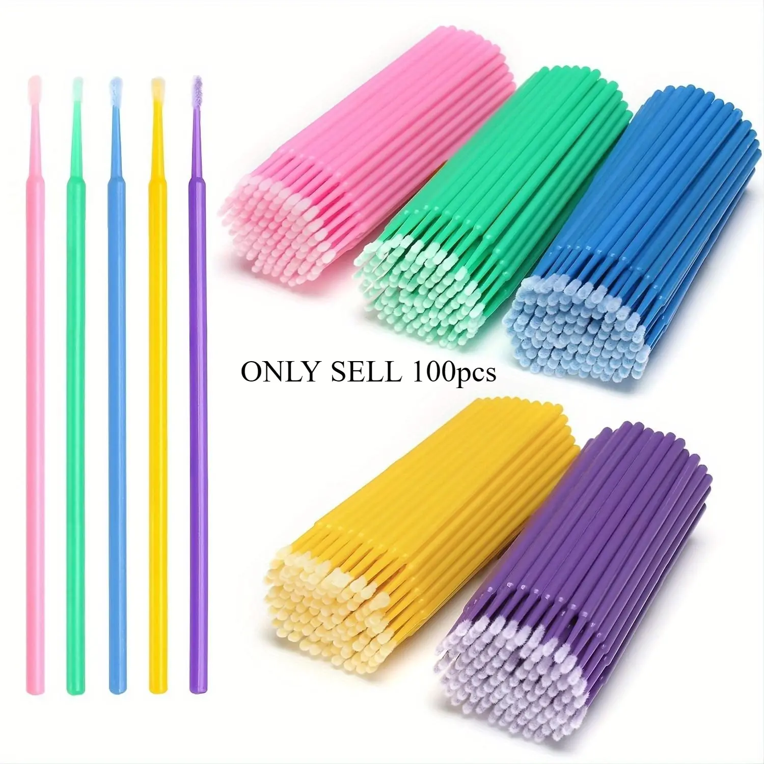 100 Pcs/packs Micro Applicators Cleansing Brushes For Eyelash Extensions, Makeup, And Lash Cleaning - Mini Cotton Swabs For Easy And Precise Application Of Grafted Eyelash Glue, Remover Swab
