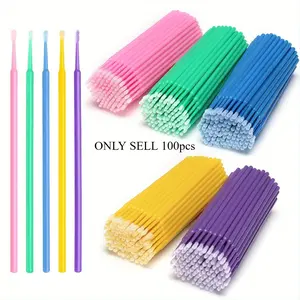 100 Pcs/packs Micro Applicators Brushes For Eyelash Extensions, Makeup, And Lash Cleaning - Mini Cotton Swabs For Easy And Precise Application Of Grafted Eyelash Glue