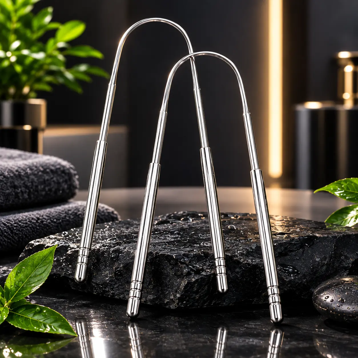 Halloween Fresh Breath & Clean Tongue – 2-Piece Stainless Steel Tongue Scraper Set, Gentle, Durable & Travel-Friendly Oral Care Tools for Adults
