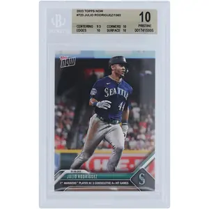 Julio Rodriguez Seattle Mariners 2023 Topps Now 1st Mariners Player w/ 3 Consecutive 4+ Hit Games #723 BGS Authenticated 10 Card - 9.5,10,10,10 Subgrades