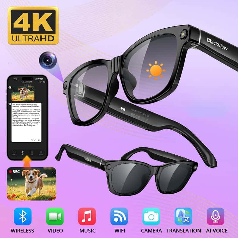 Smart AI Glasses With 4K Camera Video Stabilization For Content Creators Real-Time Translation Noise Canceling Mic Smart AI Glasses With 4K Camera Video Stabilization For Content Creators Real-Time Translation Noise Canceling Mic