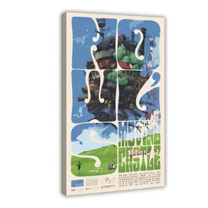 Studio Ghibli Howl's Moving Castle Poster, Hayao Miyazaki’S Fairy Tales, Film Poster, Anime Art Print, Japanese Style Art Print Home Decor