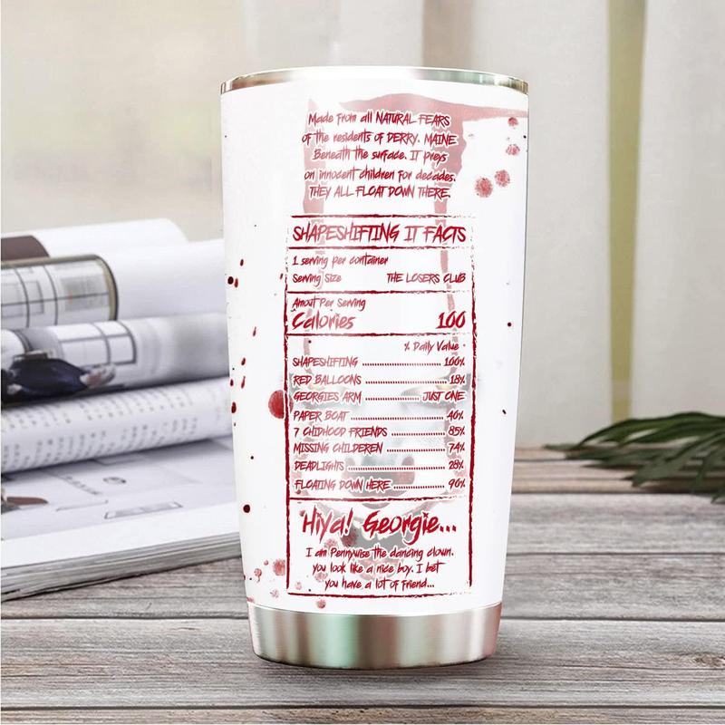IT Pennywise Horror Collection - 20oz Stainless Steel Tumbler - We All Float Drinkware - Double Wall Vacuum Insulated with Lid - Perfect Horror Fan