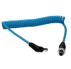 Locking DC 2.1mm to Right Angle DC Male to Male Coiled Cable
