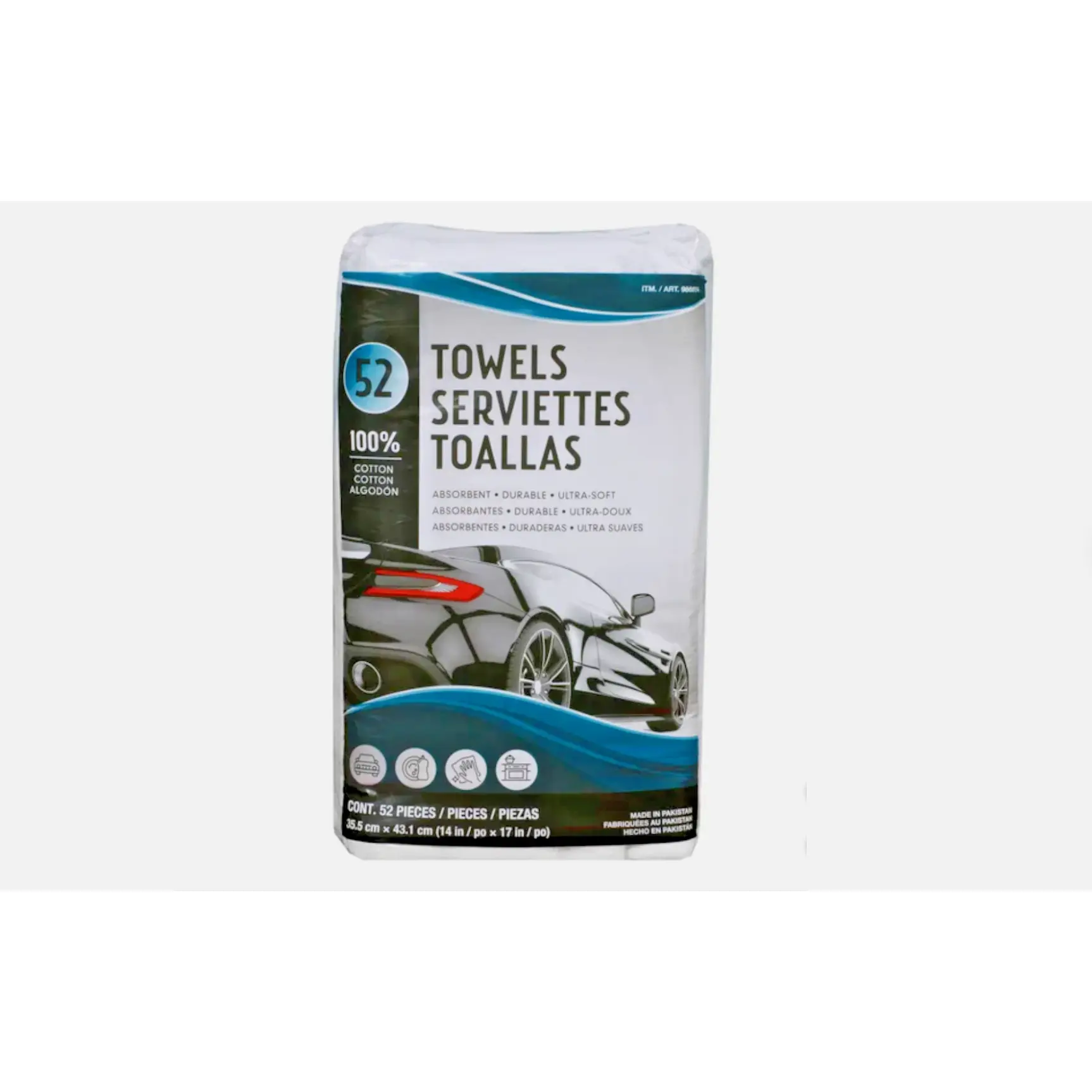 Unitex 100% Cotton Towels 52-Pack – White Terry Towels 14" x 17" Heavy Weight