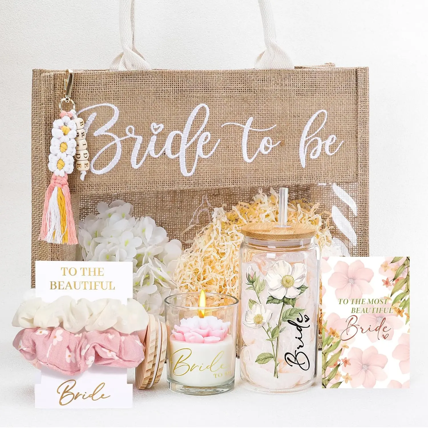 Bridal Shower Gifts for Bride to Be,Bachelorette Gifts Wedding Engagement Gift for Bride,Bridal Tote Bag Glass Cup Gift