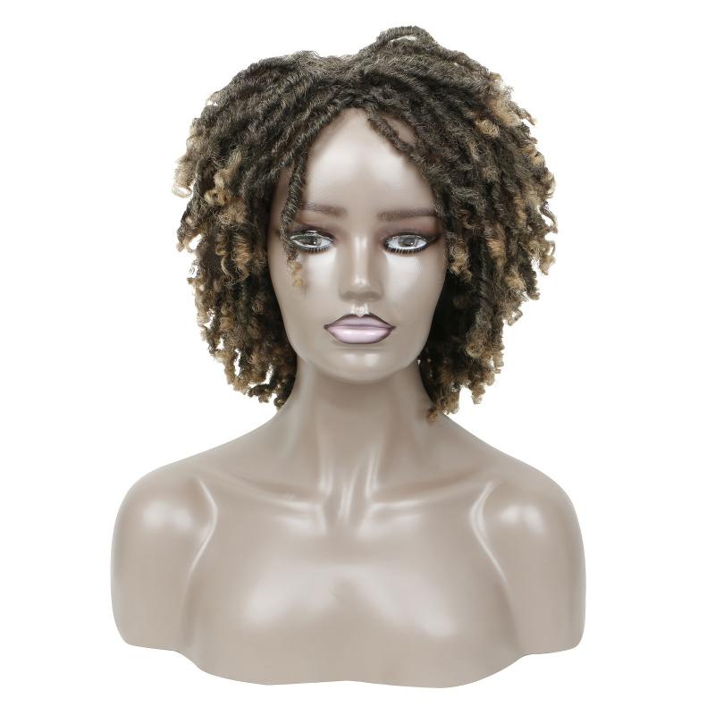 Dreadlock Wig Short Twist Wigs For Women Afro BlacCurly Synthetic Wig Faux Locs Braided Crochet Synthetic Hair Wig For Women