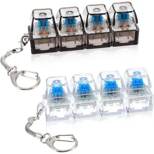 Glowing Keyboard Fidget Toy, 4-in-1 Decompression Button Keychain, Stress-Relief Finger Clicker,Finger Clicker Toys, Button Stress Relief Fidget Gifts to Relief Stress