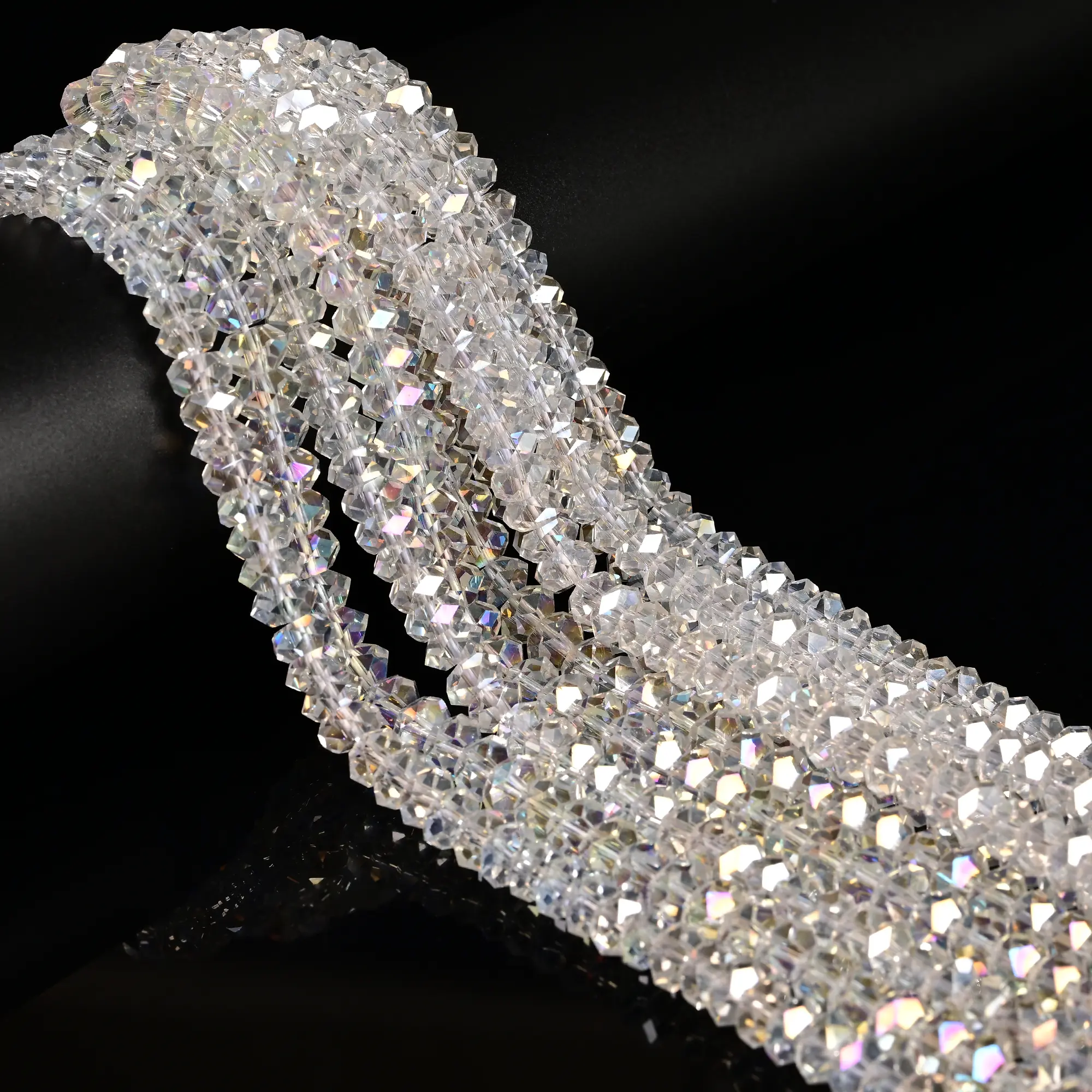 Clear AB K9 Crystal Glass Faceted Rondelle Beads Size 2x4mm 4x8mm 15.5" Strand