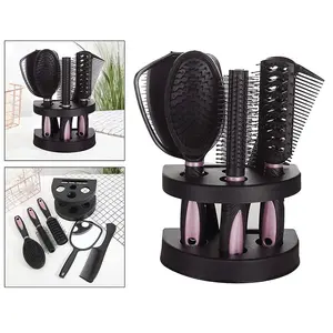 1 Pack Comb Display Rack Circular Plastic Hair Brush Storage Frame Professional Salon Hair Perm and Hair Dye Storage Tool Accessories (Black)
