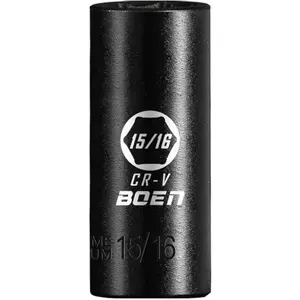 BOEN 1/2" Drive Deep Impact Socket,15/16 Inch Premium Socket,SAE,6 Point,Cr-V Steel with Laser Marking - Strong and Durable