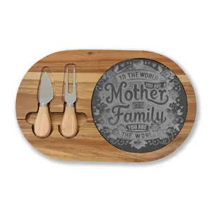 Engraved Charcuterie Board — "To the World You Are a Mother" Serving Set