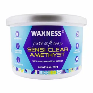 Waxness Sensi Clear Amethyst Soft Wax Tin 14 oz / 400 g – Rosin-Free Clear Gel Formula with Neuro-Active Comfort Complex – Made in Italy