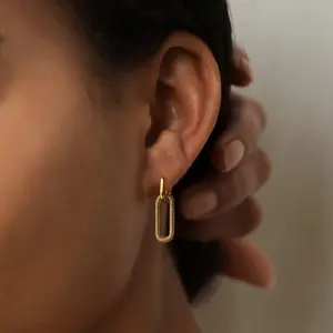 VENOCO Gold Earrings for Women Trendy Simple Dainty 14K Gold Plated Paperclip Square Chain Link Dangle Earrings Gold Jewelry for Gifts