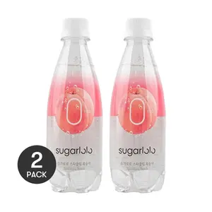 2 Pack SUGARLOLO Korean Peach Sparkling Water Drink, 0 Sugar 0 Calorie, 350ml Cans