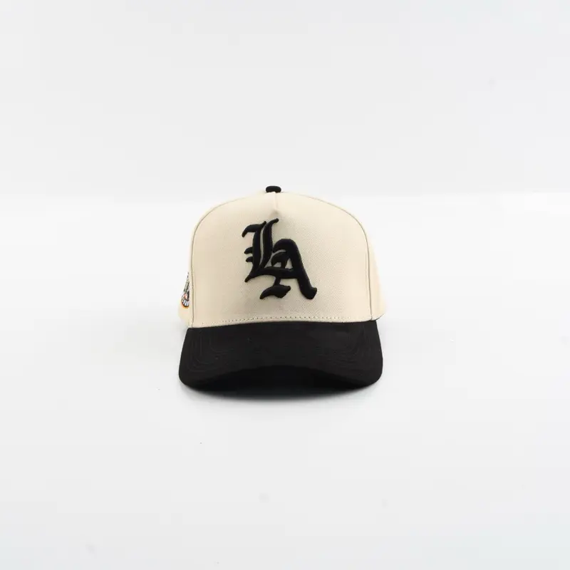 Los Angeles Gallo Cream & Black Fitted Snapback Cap - LA Logo Bold Graphic Black Cap, Casual Hats Snapback for Sports Fans