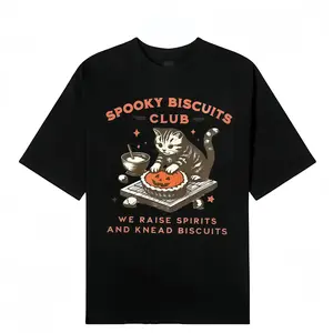[100% Cotton] Halloween Cat T-Shirt, Pumpkin Pie Tee, Spooky Cat Shirt, Halloween Baking T-Shirt, Gift for Men Women, Crew Neck T-shirt, Trending T-shirt