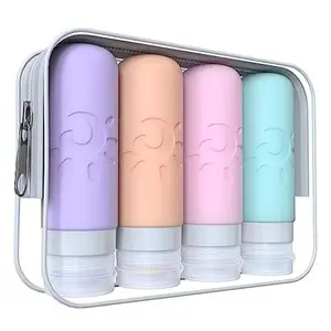 TSA-Approved 3oz Leak-Proof Travel Toiletry Bottles, Refillable Liquid Organiser Containers, Multicolored C Home Storage Accessories for Shampoo, Conditioner, Lotion, Body Wash Canister