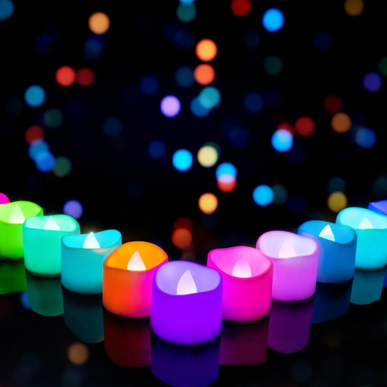 12-Pack Battery-Operated LED Tea Lights with White Base, RGB/Illuminated/Modern Lighting Novelty Lights, 7-Color Changing for Halloween, Christmas, DIY Projects, Rgb Novelty Lighting, Illuminated Novelty Lighting