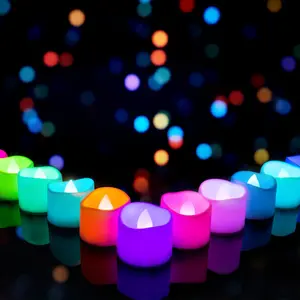 12-Pack Battery-Operated LED Tea Lights with White Base, RGB/Illuminated/Modern Lighting Novelty Lights, 7-Color Changing for Halloween, Christmas, DIY Projects, Rgb Novelty Lighting, Illuminated Novelty Lighting