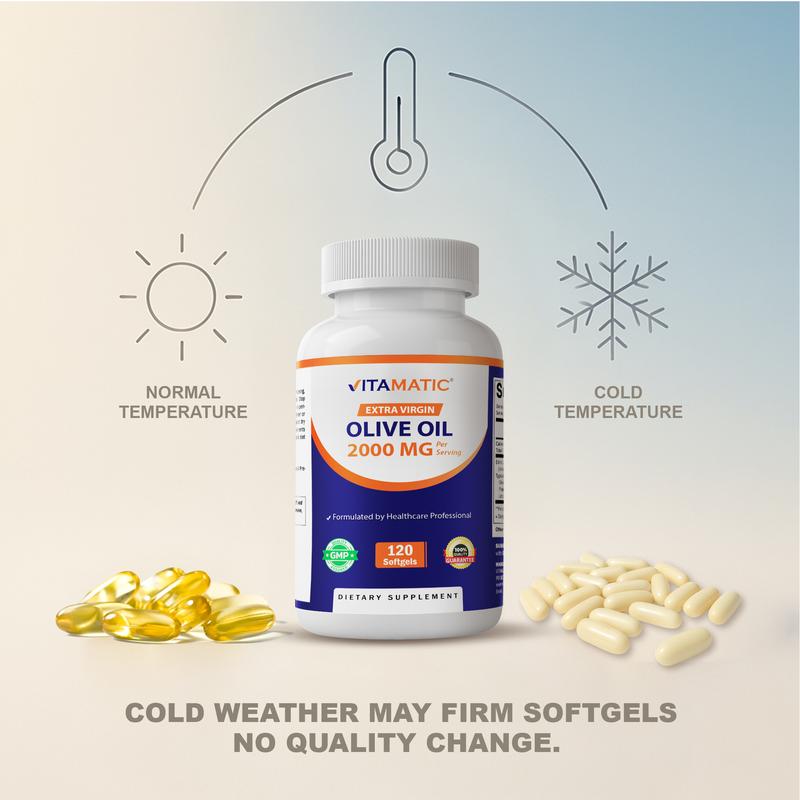 Vitamatic Extra Virgin Olive Oil 2000 mg Per Serving 120 Softgels - Great Source of Omega 6 & 9 Pure Natural Ingredients for Health