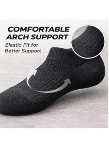 Breathable Black Athletic Socks with Reinforced Arch Support