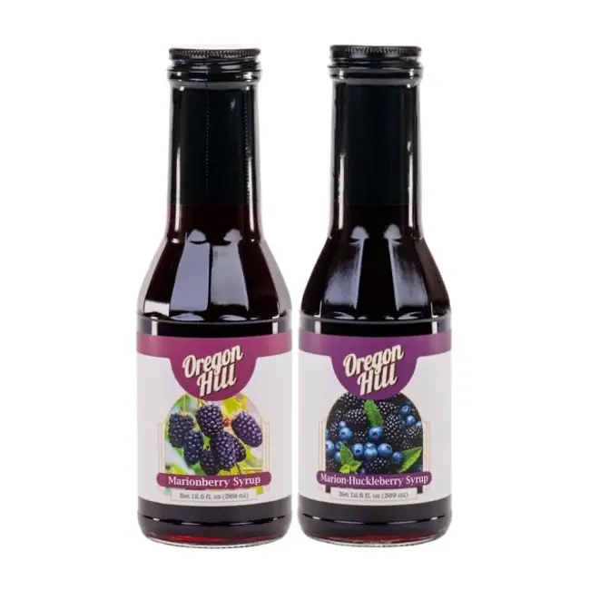 Marionberry and Marion-Huckleberry Syrup by Oregon Hill Farms — 12.5 fl oz | Premium Gourmet Oregon-Made Berry Syrup for Pancakes, Desserts & Cocktail Toppings portland syrups