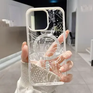 Magnetic Case for iPhone 17 Pro Max 16 Plus 15 14 13 12 11 Air E Western Dreamscape Clear Acrylic Hard Back Soft TPU Edge wireless charging compatible phone Cover for Boy