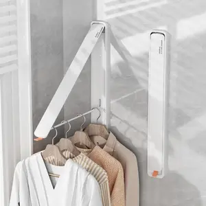 Retractable Wall Mounted Clothes Drying Rack Space Saving Aluminium Laundry Hanger Closet Organizer White