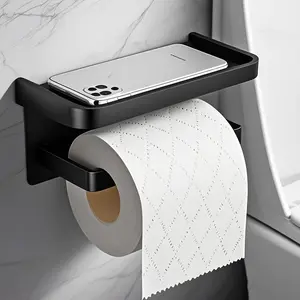 Wall Mounted Toilet Paper Holder, Bathroom Roll Dispenser with Phone Holder, Punchable Tissue Box Rack, Home Use Organizer, Bathroom Accessory, Bathroom Organizers, Bathroom Organizer Supplies